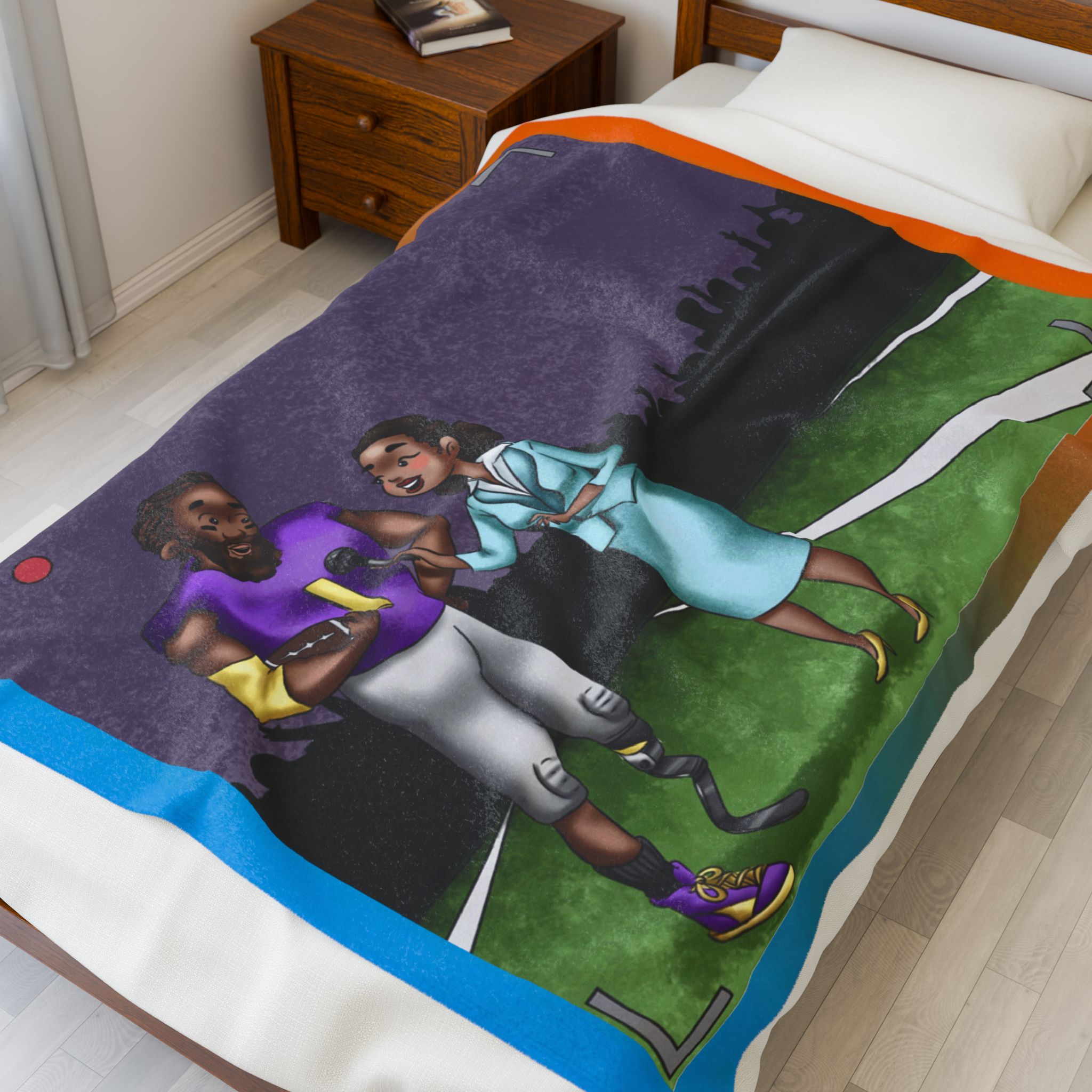 Black Characters - Athlete Man - Black Boy, Black Boy - Velveteen Plush Blanket, Xmas Blankets, Bedroom Blanket, Couch Throw, Boys Bedroom