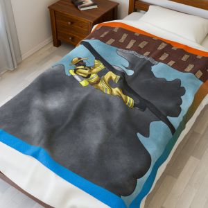 Black Character Blanket - Fireman- Black Boy, Black Boy - Velveteen Plush Blanket, Xmas Blankets, Bedroom Blanket, Couch Throw, Boys Bedroom