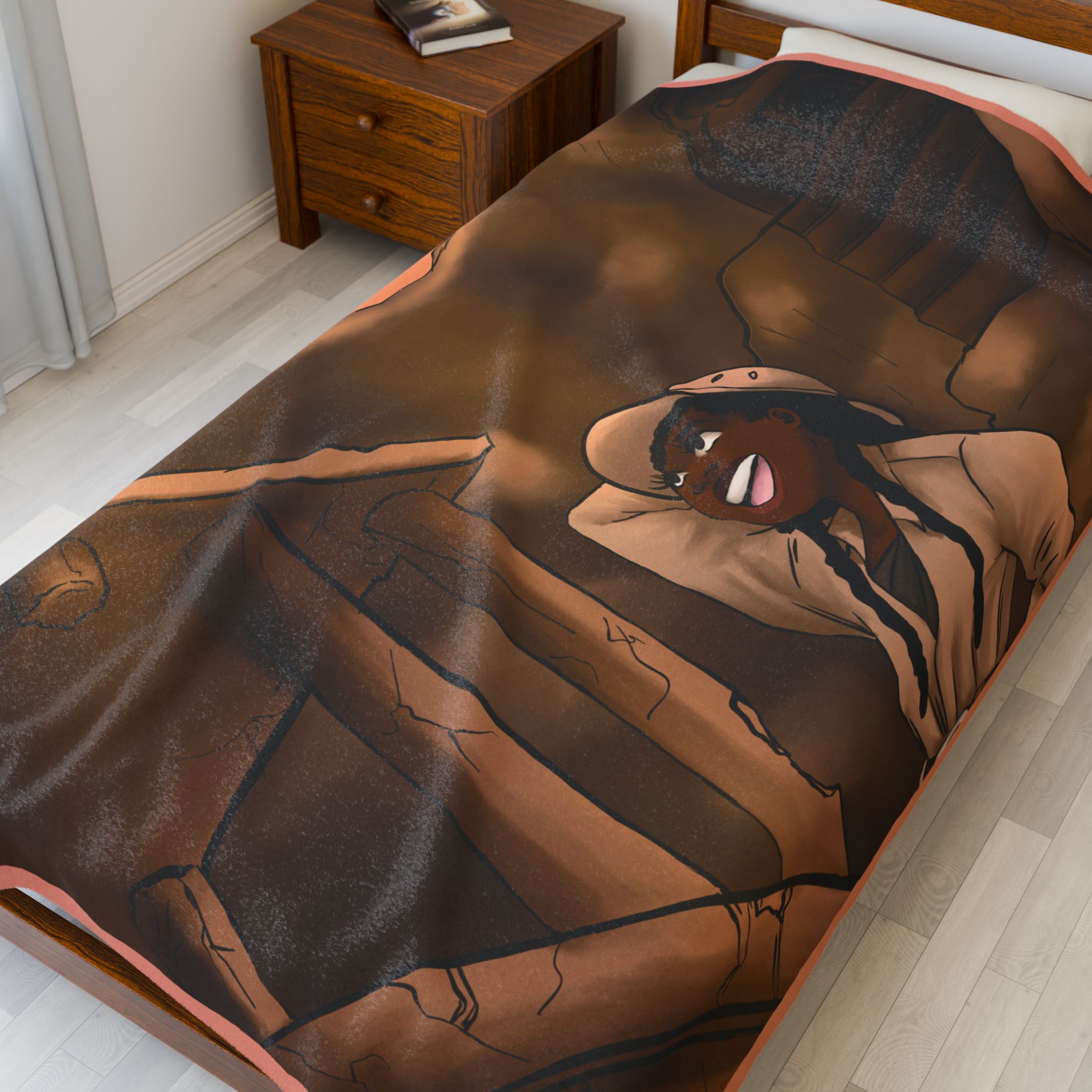 Black Character Blanket - Archeology Woman- Black Girl, Black Girl - Velveteen Plush Blanket, Xmas Blankets, Bedroom Blanket, Girls Bedroom