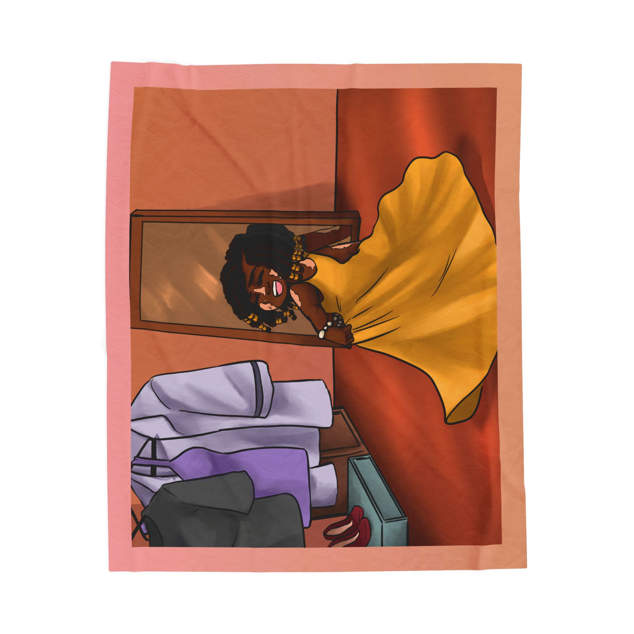 Black Character Blanket -Fashion Girl - Black Girl, Black Girl - Velveteen Plush Blanket, Xmas Blankets, Bedroom Blanket, Girls Bedroom - Image 5