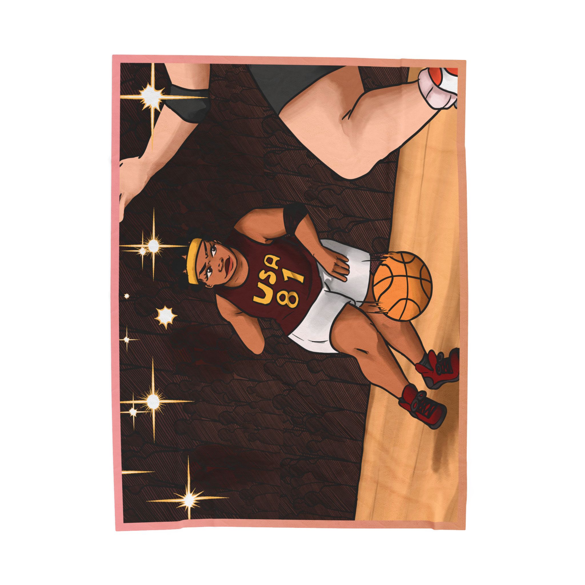 Black Character Blanket -Basketball Woman - Black Girl, Black Girl - Velveteen Plush Blanket, Xmas Blankets, Bedroom Blanket, Girls Bedroom - Image 9