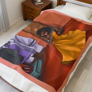 Black Character Blanket -Fashion Girl -  Black Girl, Black Girl - Velveteen Plush Blanket, Xmas Blankets, Bedroom Blanket, Girls Bedroom
