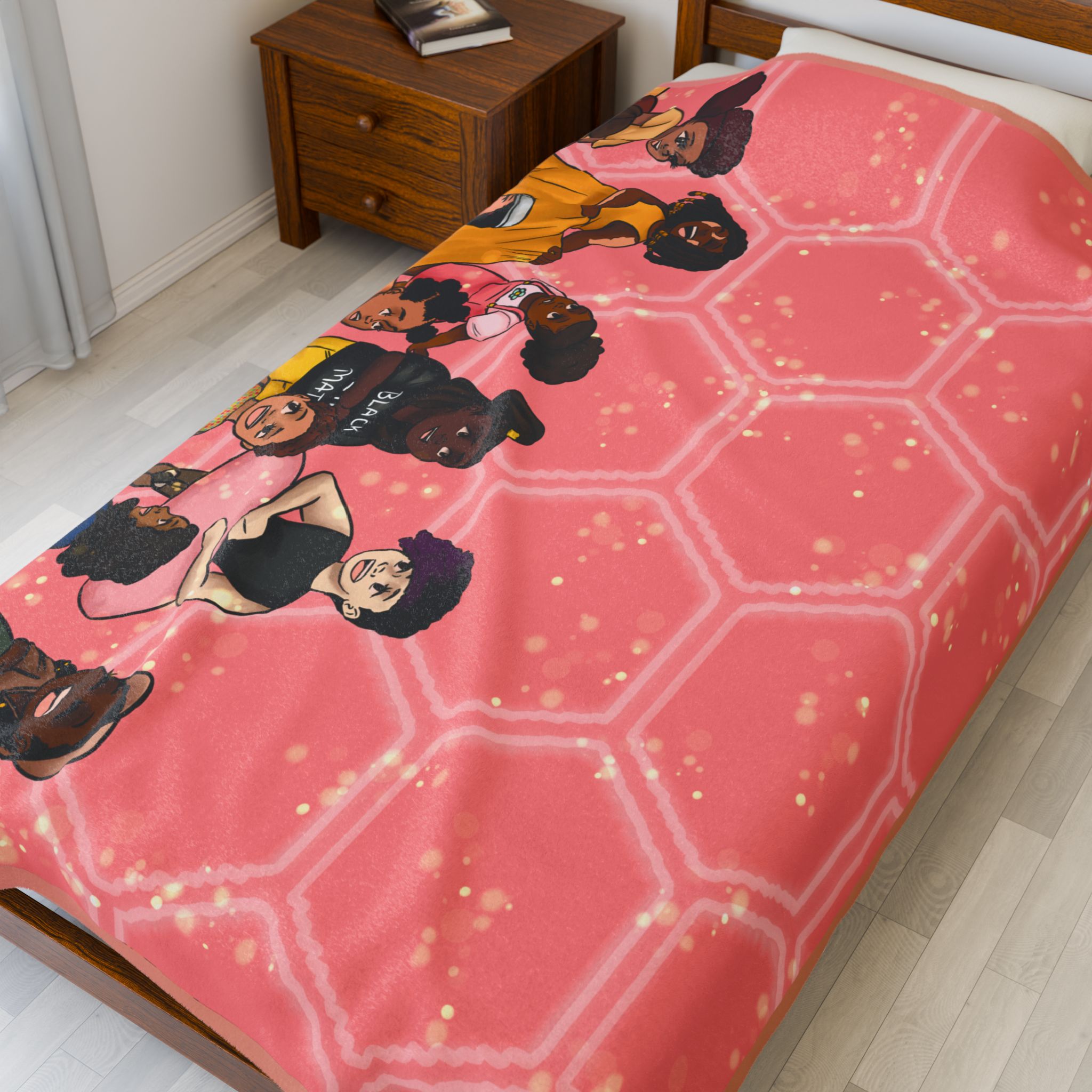 Black Character Blanket - Black Girl, Black Girl - Velveteen Plush Blanket, Xmas Blankets, Bedroom Blanket, Couch Throw, Girls Bedroom - Image 11