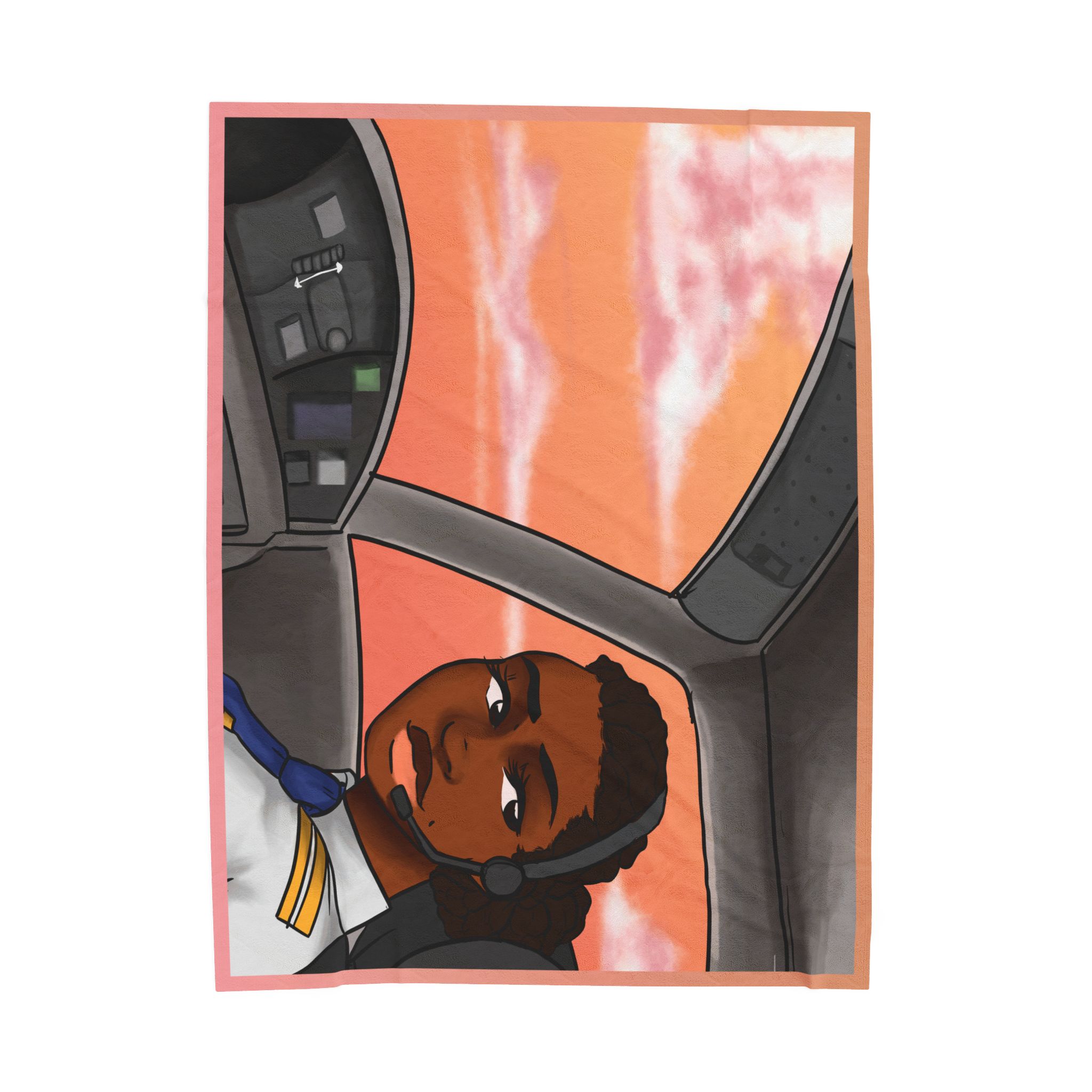 Black Character Blanket - Pilot Woman - Black Girl, Black Girl - Velveteen Plush Blanket, Xmas Blankets, Bedroom Blanket, Girls Bedroom - Image 9