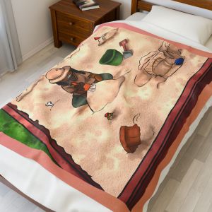 Black Character Blanket -Archeology Girl -  Black Girl, Black Girl - Velveteen Plush Blanket, Xmas Blankets, Bedroom Blanket, Girls Bedroom