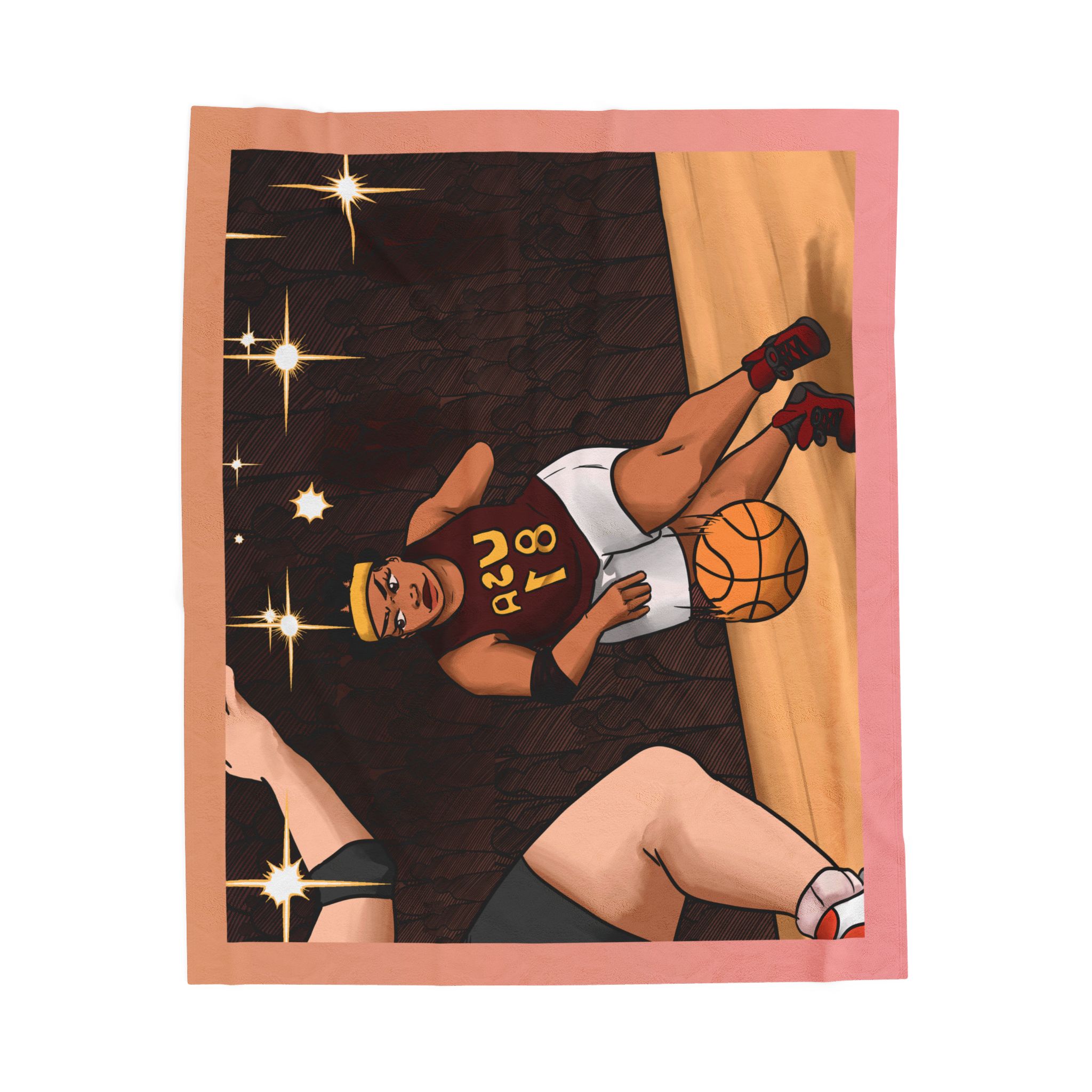 Black Character Blanket -Basketball Woman - Black Girl, Black Girl - Velveteen Plush Blanket, Xmas Blankets, Bedroom Blanket, Girls Bedroom - Image 5