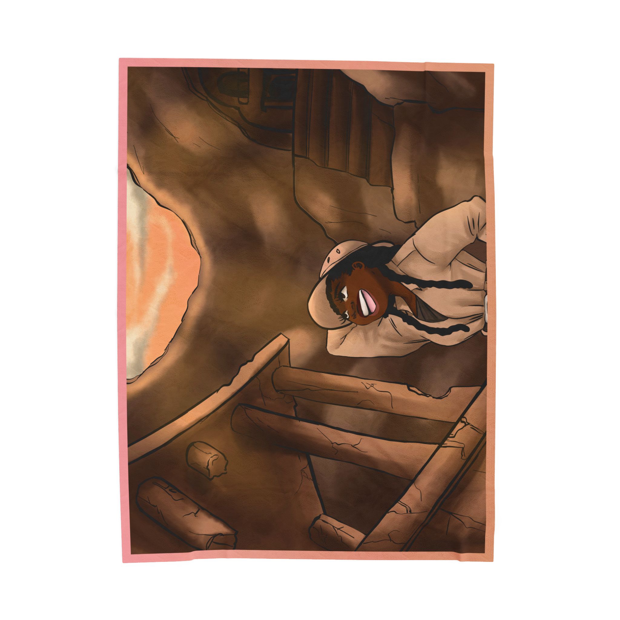 Black Character Blanket - Archeology Woman- Black Girl, Black Girl - Velveteen Plush Blanket, Xmas Blankets, Bedroom Blanket, Girls Bedroom - Image 9