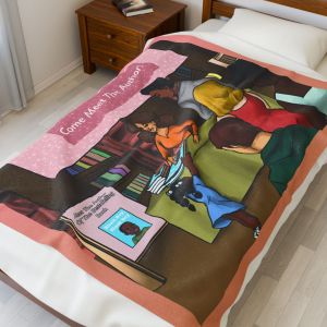 Black Character Blanket - Author Woman -  Black Girl, Black Girl - Velveteen Plush Blanket, Xmas Blankets, Bedroom Blanket, Girls Bedroom