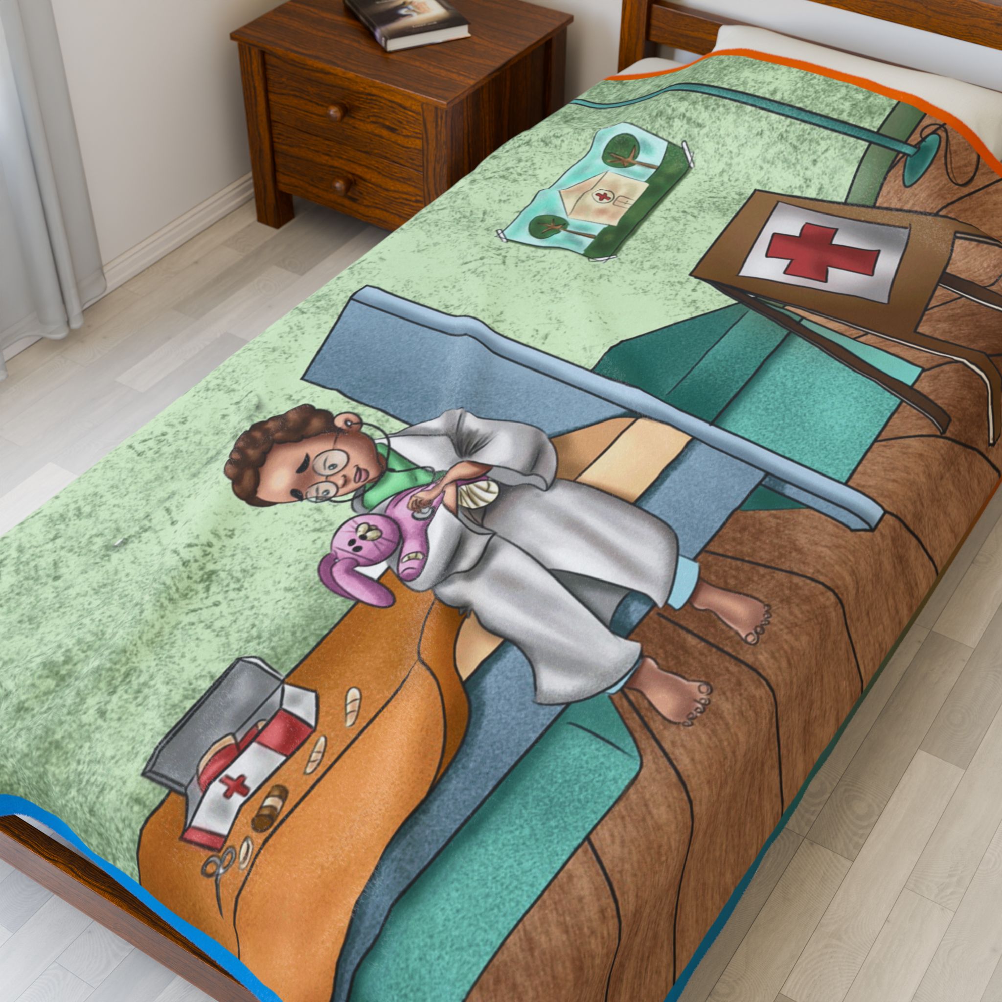 Black Characters - Doctor Boy - Black Boy, Black Boy - Velveteen Plush Blanket, Xmas Blankets, Bedroom Blanket, Couch Throw, Boys Bedroom