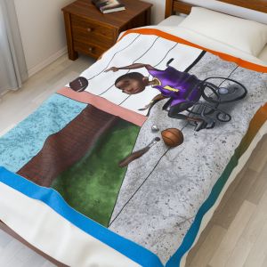 Black Characters - Athlete boy - Black Boy, Black Boy - Velveteen Plush Blanket, Xmas Blankets, Bedroom Blanket, Couch Throw, Boys Bedroom
