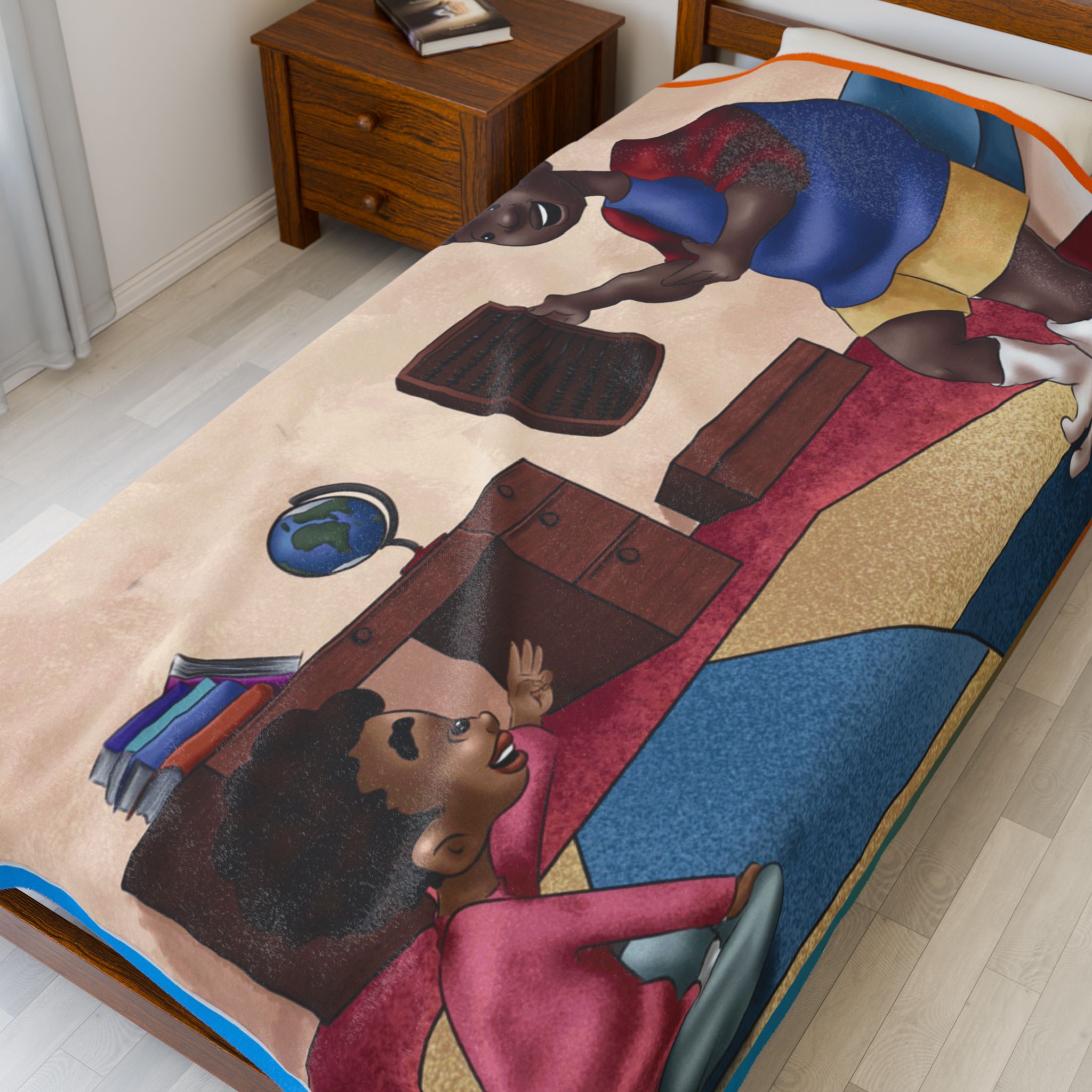 Black Character Blanket - Teacher boy - Black Boy, Black Boy - Velveteen Plush Blanket, Xmas Blankets, Bedroom Blanket, Boys Bedroom - Image 11