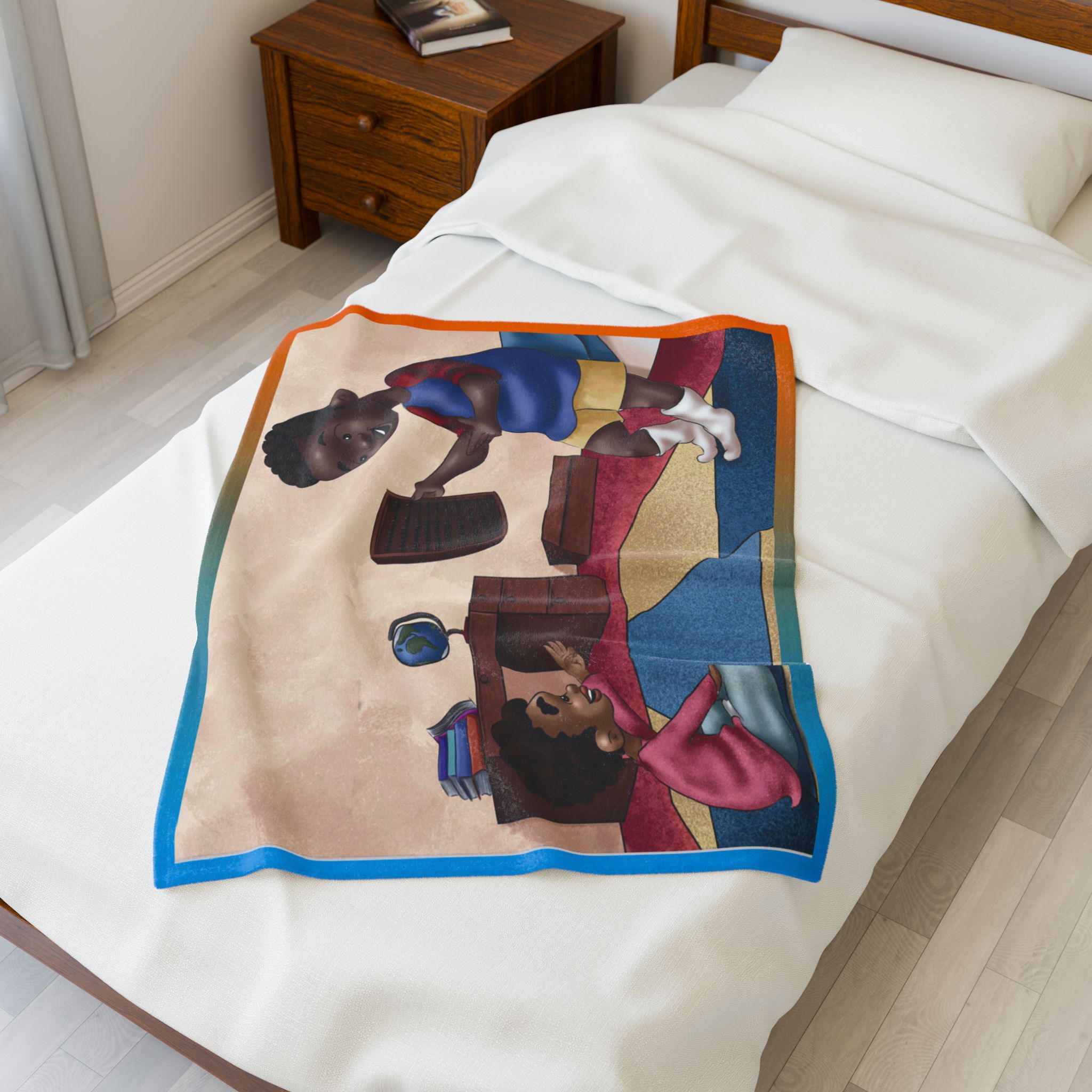 Black Character Blanket - Teacher boy - Black Boy, Black Boy - Velveteen Plush Blanket, Xmas Blankets, Bedroom Blanket, Boys Bedroom - Image 3