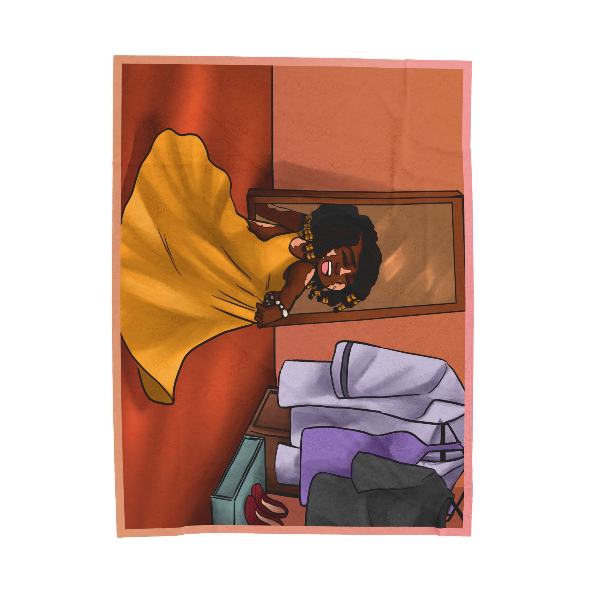 Black Character Blanket -Fashion Girl - Black Girl, Black Girl - Velveteen Plush Blanket, Xmas Blankets, Bedroom Blanket, Girls Bedroom - Image 9