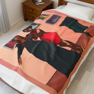 Black Character Blanket -Fashion Woman -  Black Girl, Black Girl - Velveteen Plush Blanket, Xmas Blankets, Bedroom Blanket, Girls Bedroom