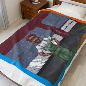 Black Character Blanket - Mechanic Man - Black Boy, Black Boy - Velveteen Plush Blanket, Xmas Blankets, Bedroom Blanket, Boys Bedroom