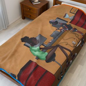 Black Character Blanket - Engineer Man- Black Boy, Black Boy - Velveteen Plush Blanket, Xmas Blankets, Bedroom Blanket, Boys Bedroom