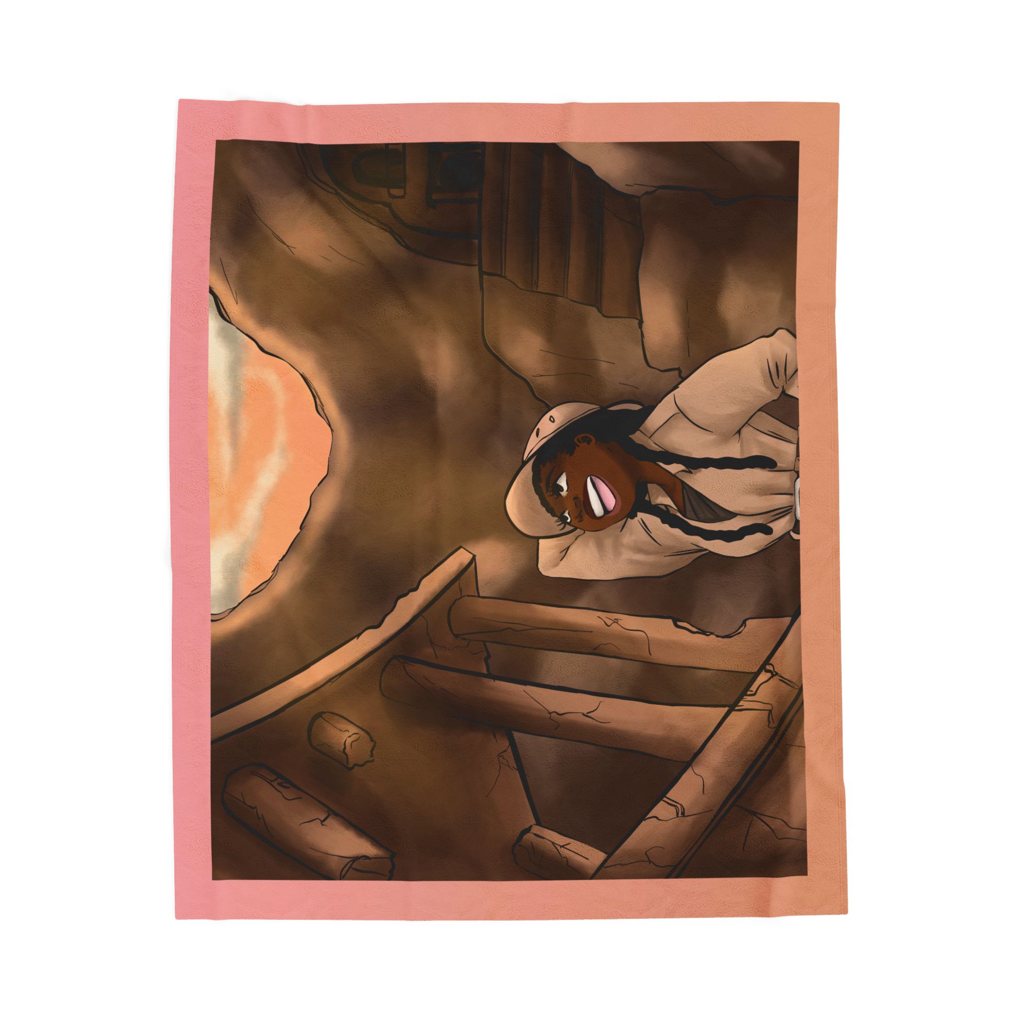 Black Character Blanket - Archeology Woman- Black Girl, Black Girl - Velveteen Plush Blanket, Xmas Blankets, Bedroom Blanket, Girls Bedroom - Image 5