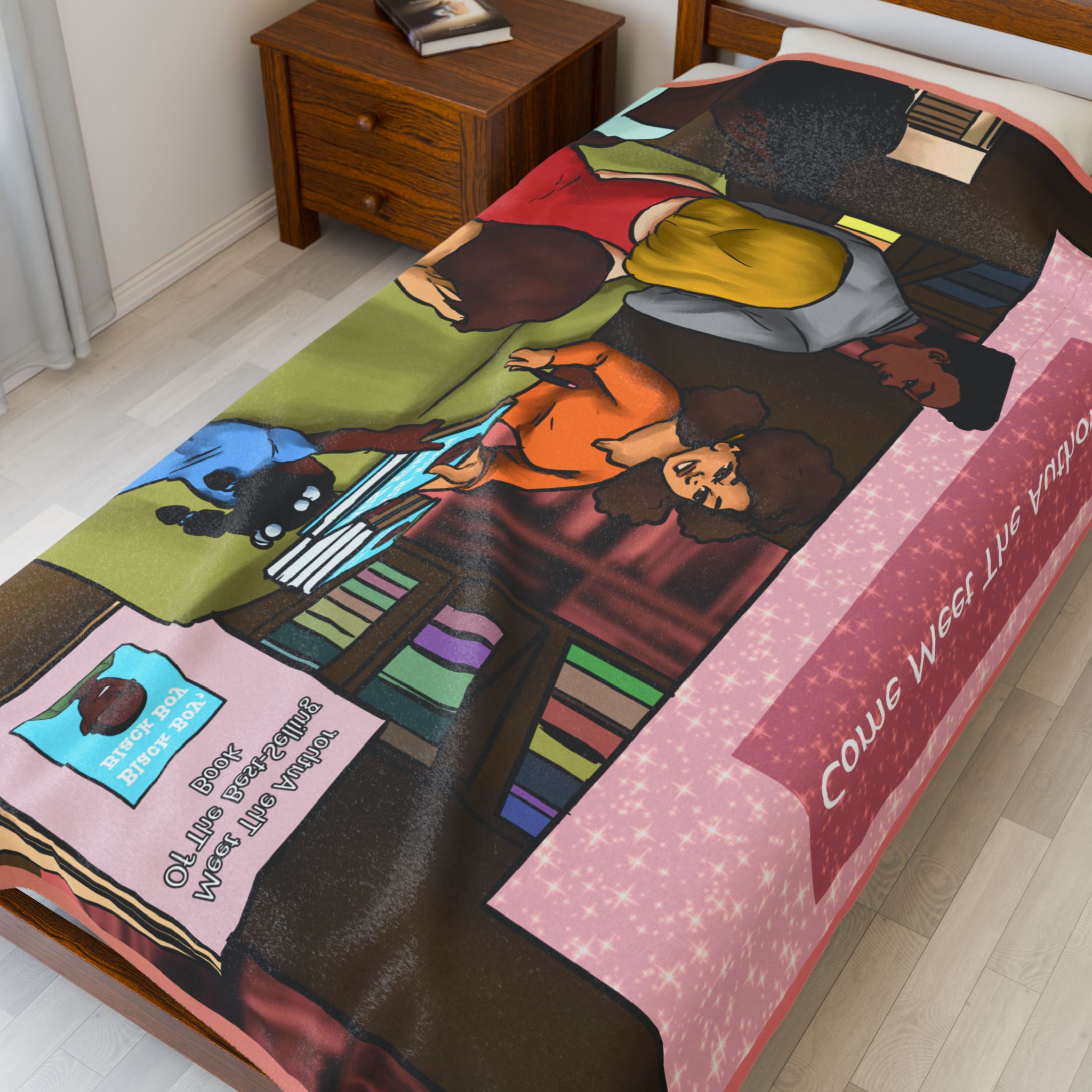 Black Character Blanket - Author Woman - Black Girl, Black Girl - Velveteen Plush Blanket, Xmas Blankets, Bedroom Blanket, Girls Bedroom - Image 11
