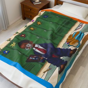 Black Character Blanket - President  boy - Black Boy, Black Boy - Velveteen Plush Blanket, Xmas Blankets, Bedroom Blanket, Boys Bedroom