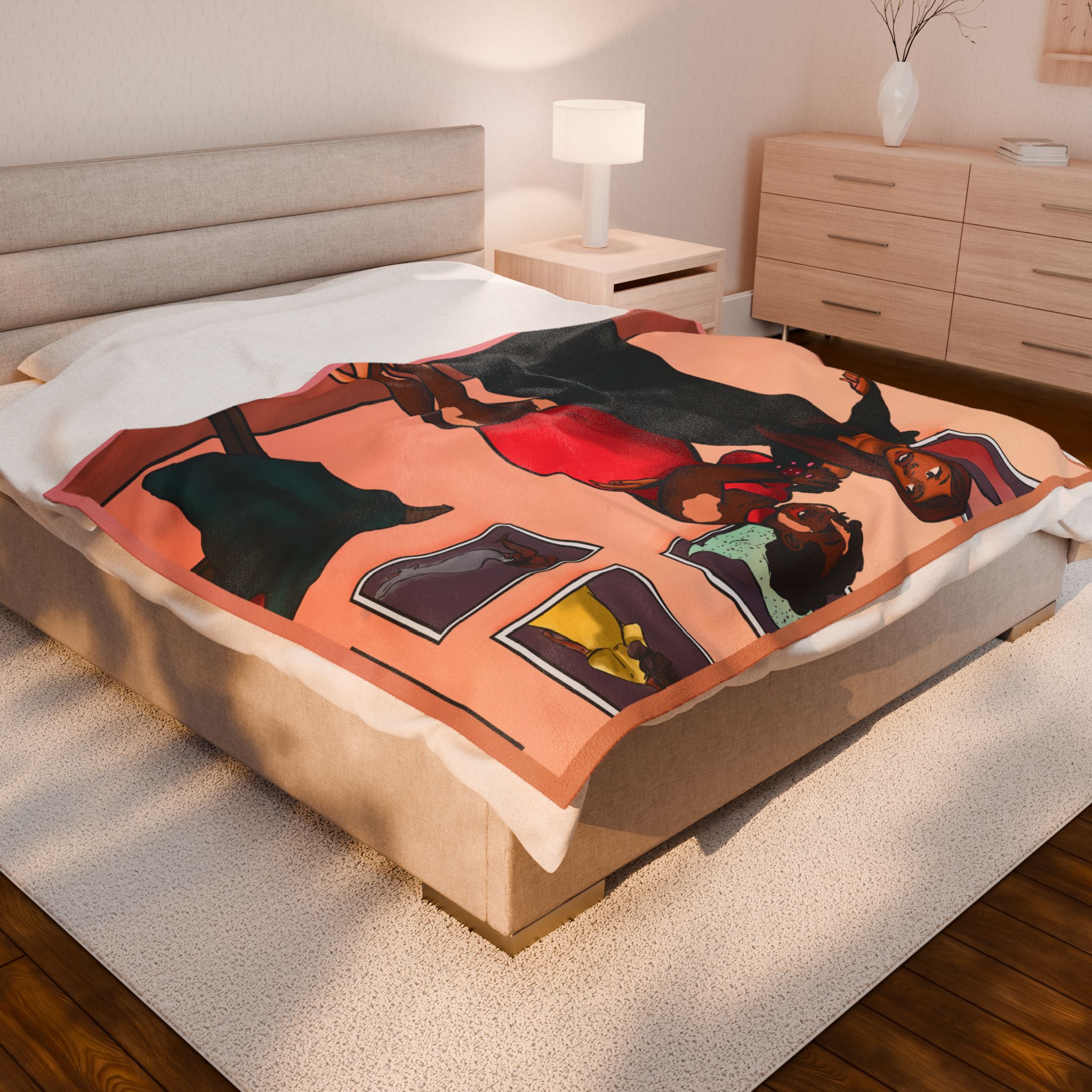 Black Character Blanket -Fashion Woman - Black Girl, Black Girl - Velveteen Plush Blanket, Xmas Blankets, Bedroom Blanket, Girls Bedroom - Image 12